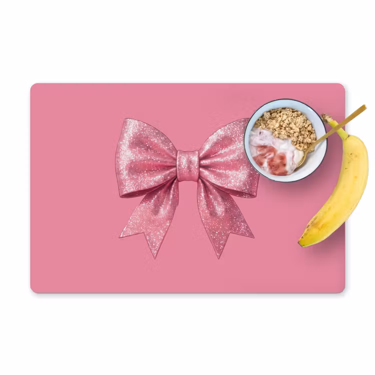 Placemat - 6 stuks - Roze strik - Glitter — 1