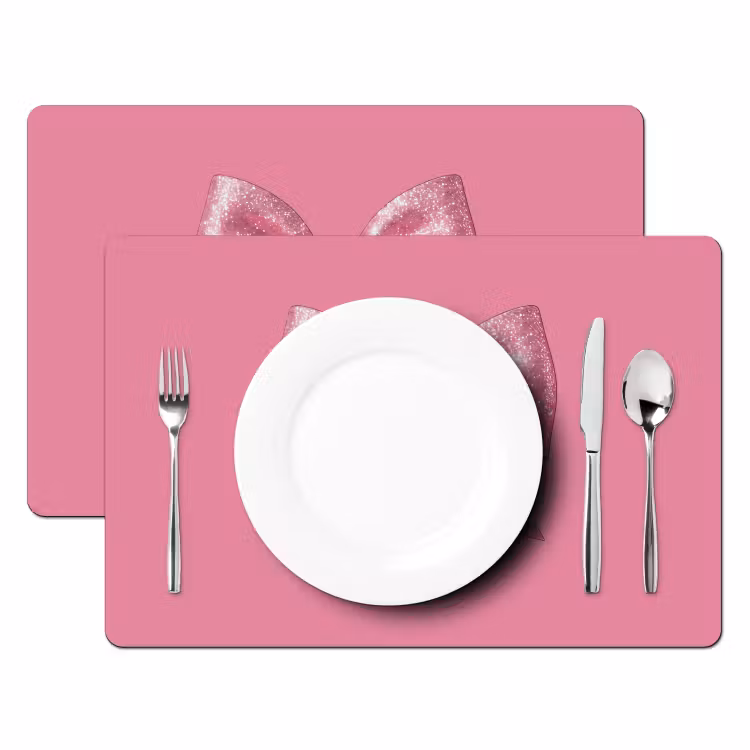 Placemat - 6 stuks - Roze strik - Glitter — 2