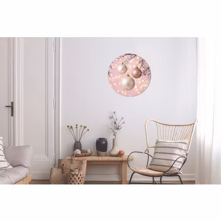 Wandcirkel - Aluminium - Kerstbal - Roze - Winter — 2