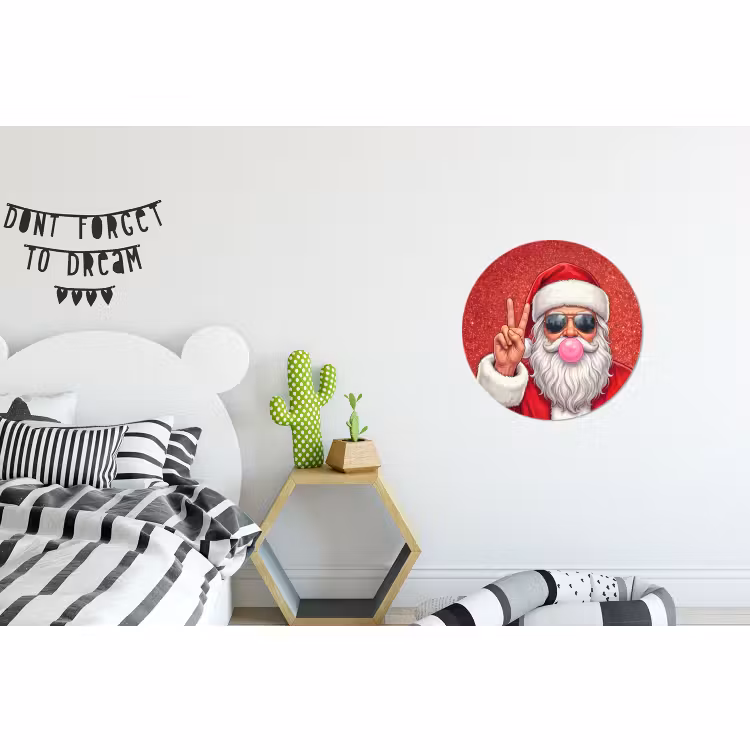 Wandcirkel - Aluminium - Kerstman - Zonnebril - Kerst — 5