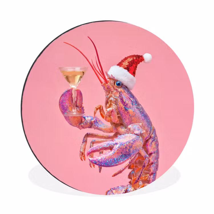 Wandcirkel - Aluminium - Kreeft - Kerst - Roze — 1