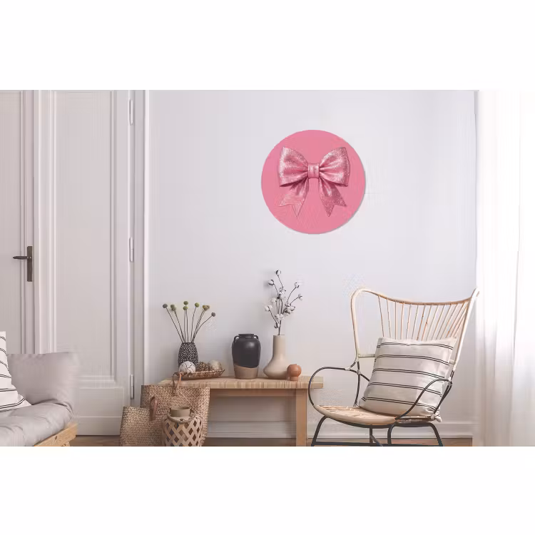 Wandcirkel - Aluminium - Roze strik - Glitter — 2