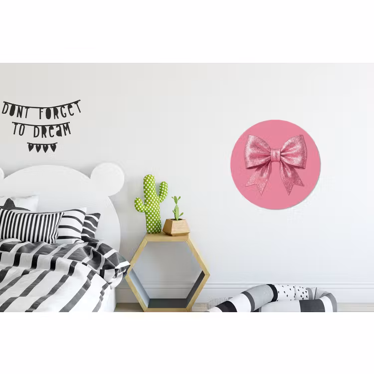 Wandcirkel - Aluminium - Roze strik - Glitter — 5