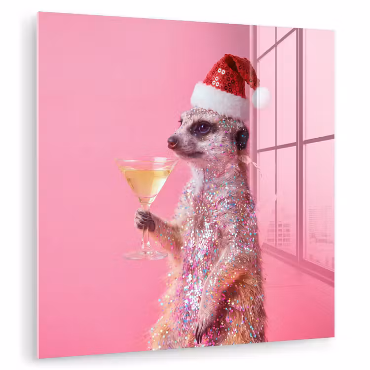 Glas schilderij - Dieren - Glitter - Feest — 1