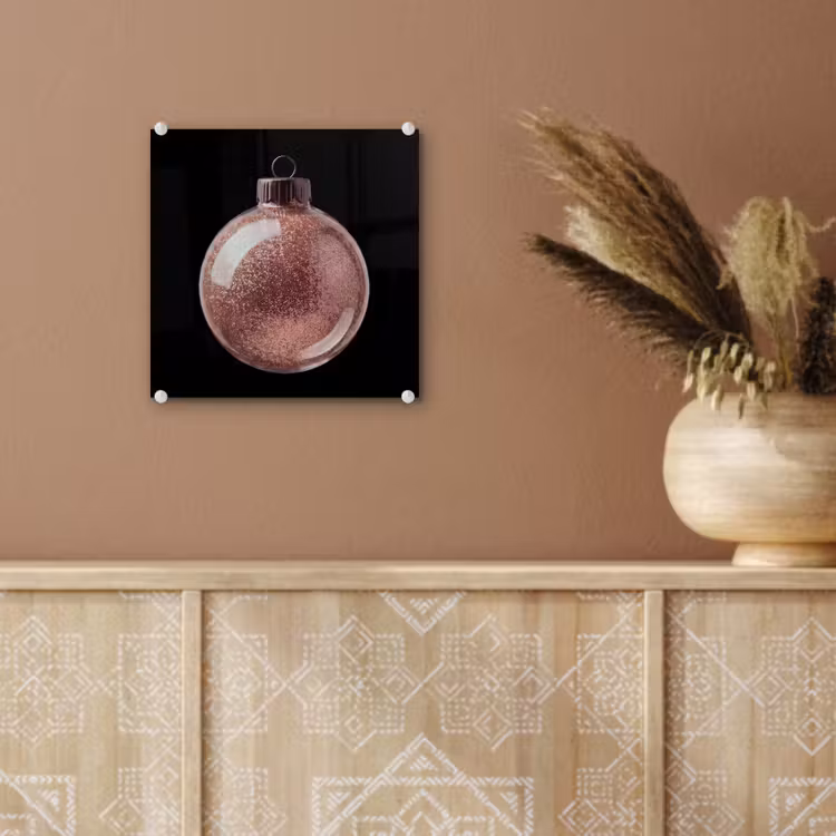 Glas schilderij - Kerstbal - Roségoud - Kerst — 6