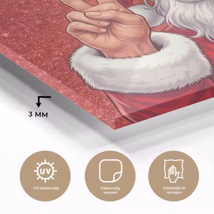 Glas schilderij - Kerstman - Zonnebril - Kerst — 3