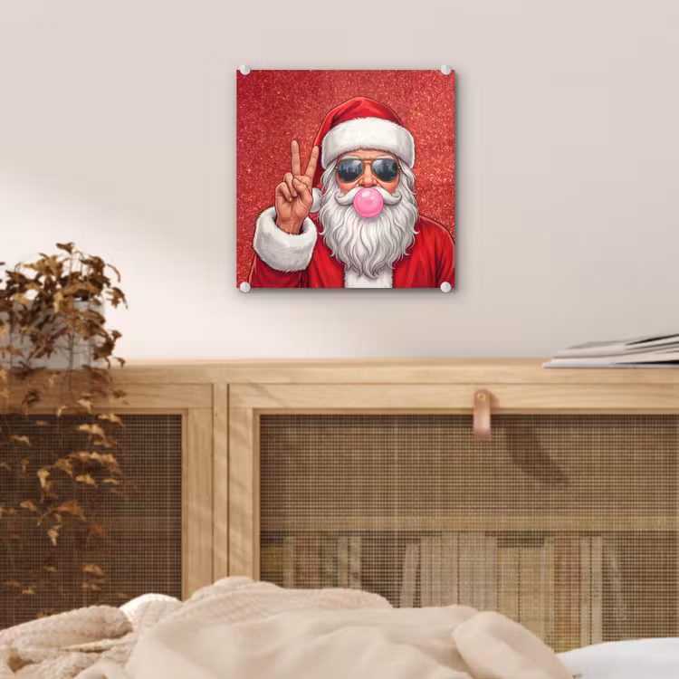 Glas schilderij - Kerstman - Zonnebril - Kerst — 5
