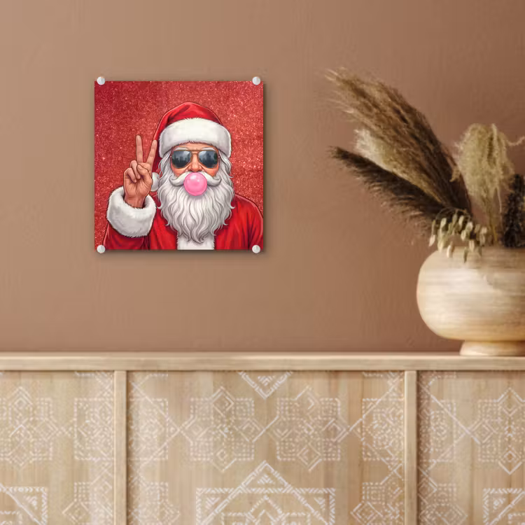 Glas schilderij - Kerstman - Zonnebril - Kerst — 6