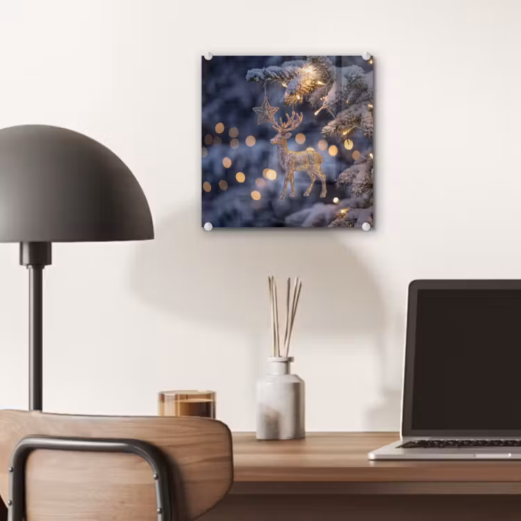 Glas schilderij - Rendier - Kerst - Sneeuw — 7