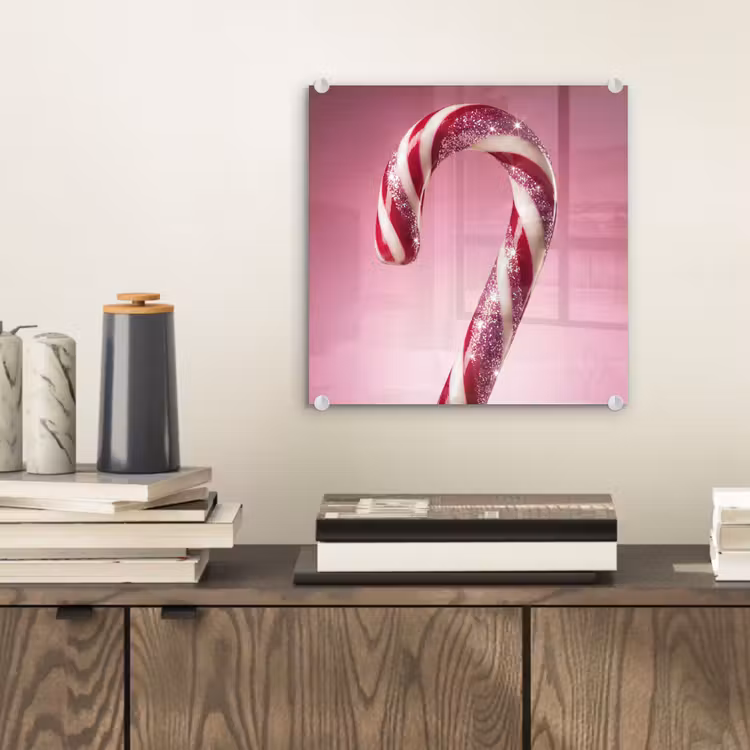 Glas schilderij - Zuurstok - Glinsterend - Roze — 2