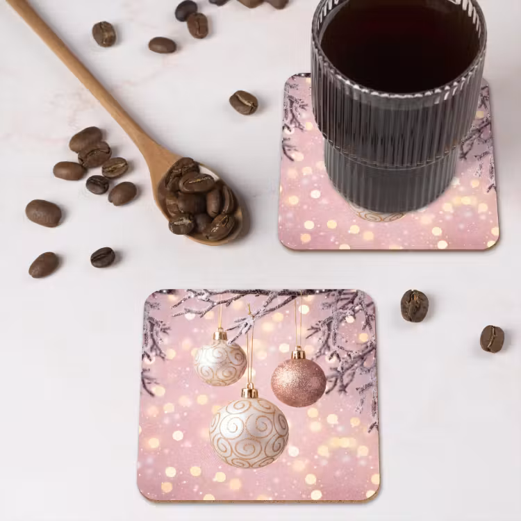 Onderzetter - Kerstbal - Roze - Winter — 4
