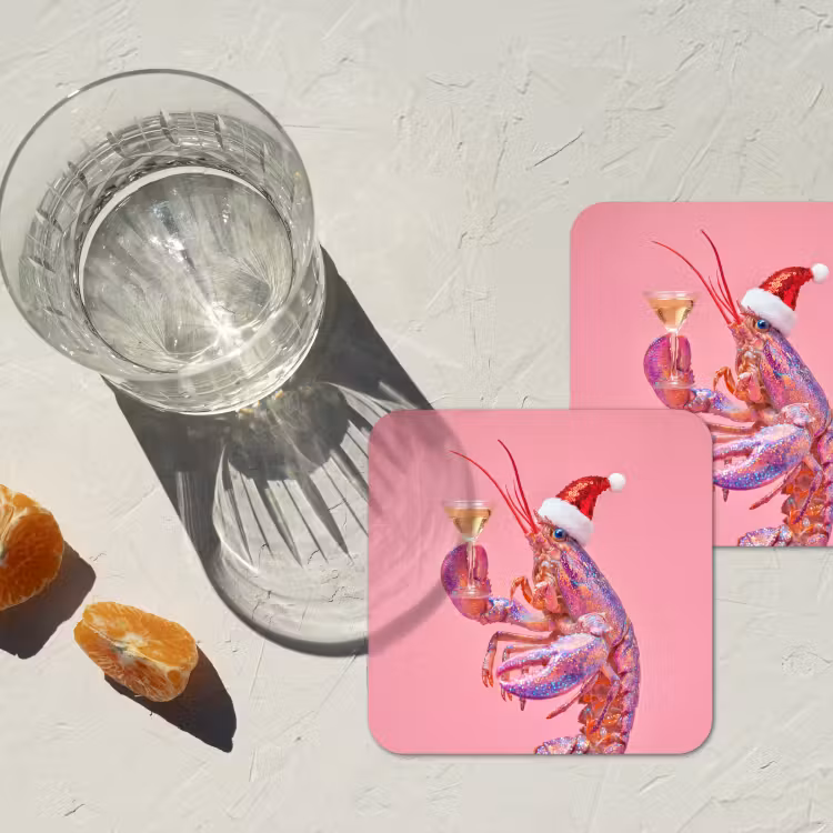 Onderzetter​ - Kreeft - Kerst - Roze — 2