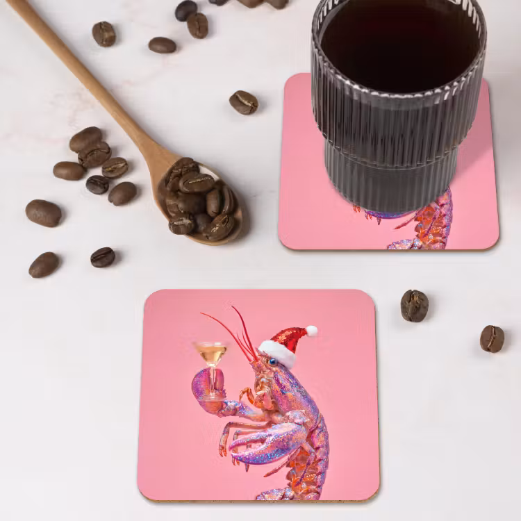 Onderzetter​ - Kreeft - Kerst - Roze — 4