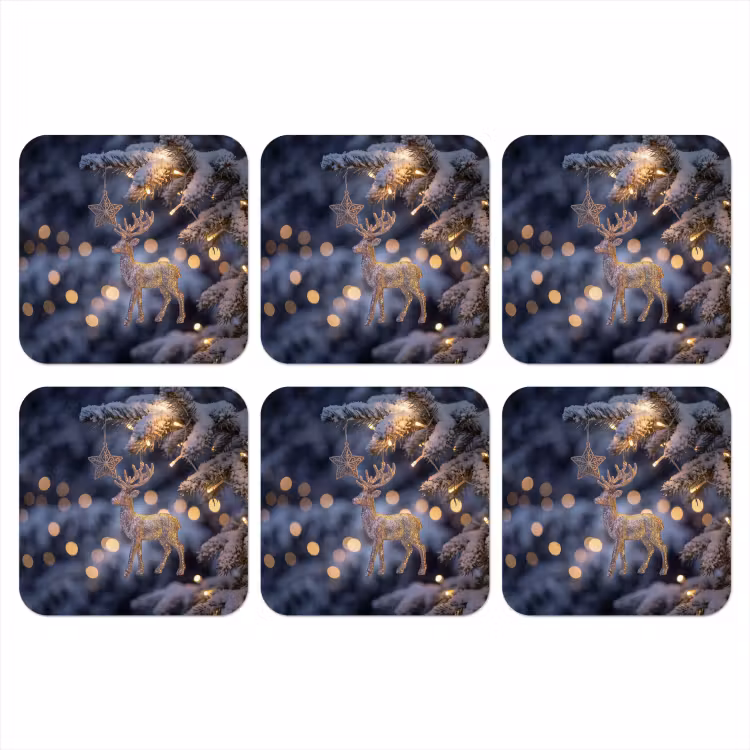 Onderzetter - Rendier - Kerst - Sneeuw — 1