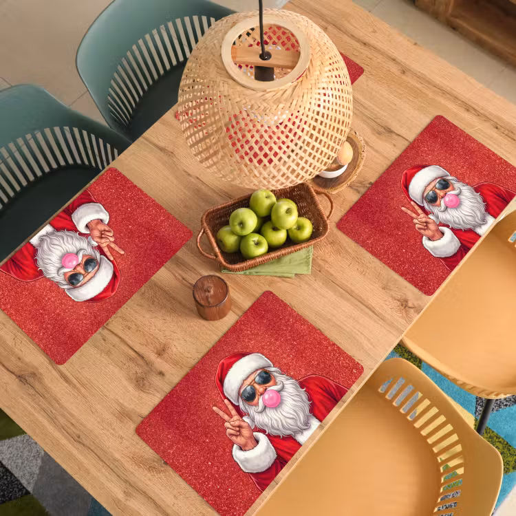 Placemat - 6 stuks - Kerstman - Zonnebril - Kerst — 4