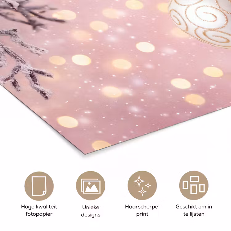 Poster - Kerstbal - Roze - Winter — 5