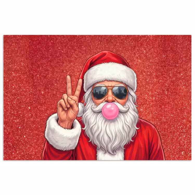 Poster - Kerstman - Zonnebril - Kerst — 1