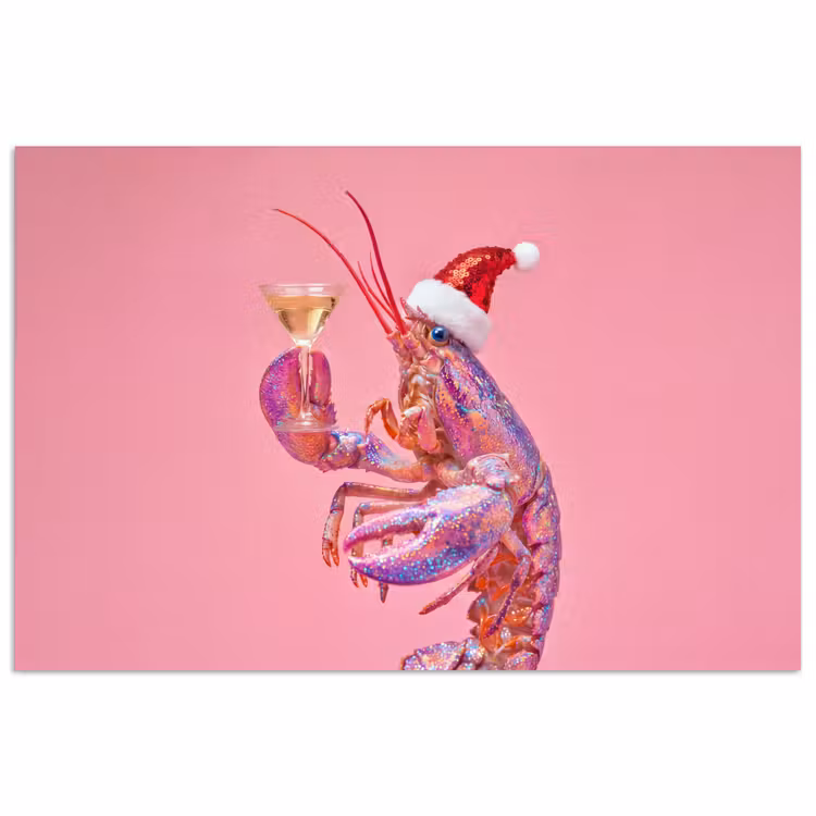Poster - Kreeft - Kerst - Roze — 1