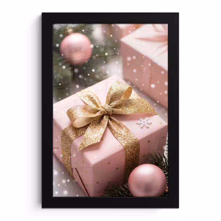 Poster met lijst - Cadeau - Kerst - Roze — 1