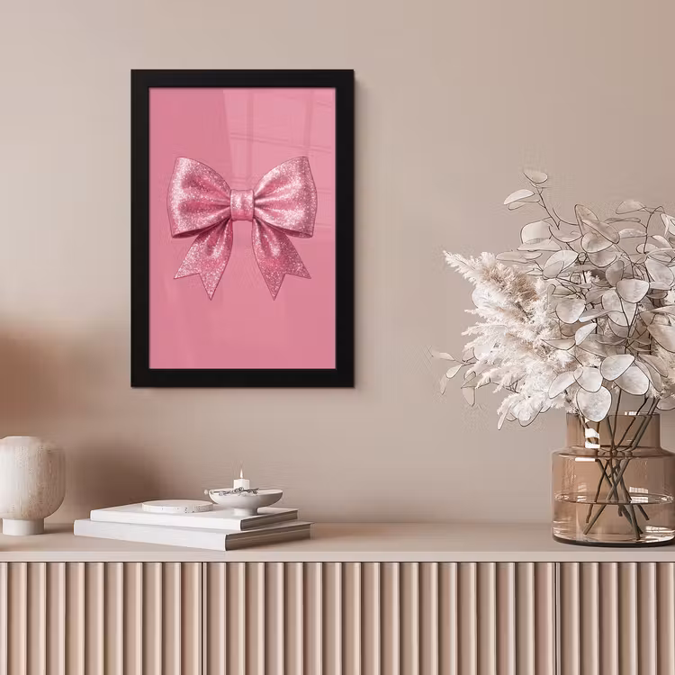 Poster met lijst - Roze strik - Glitter — 5
