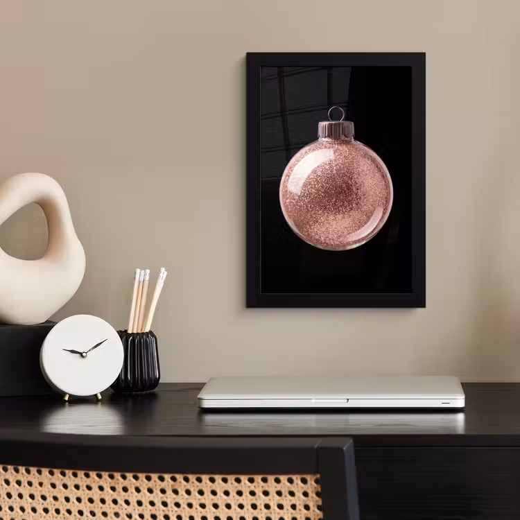Poster met lijst - Kerstbal - Roségoud - Kerst — 2