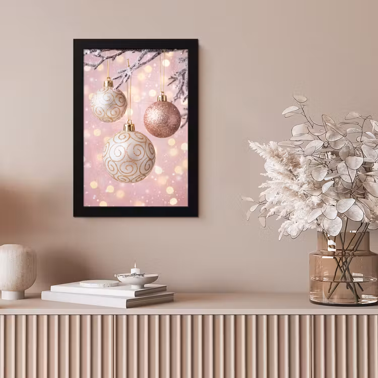 Poster met lijst - Kerstbal - Roze - Winter — 5