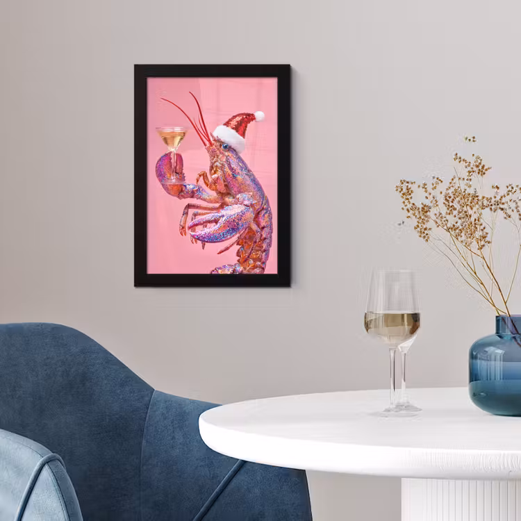 Poster met lijst - Kreeft - Kerst - Roze — 4