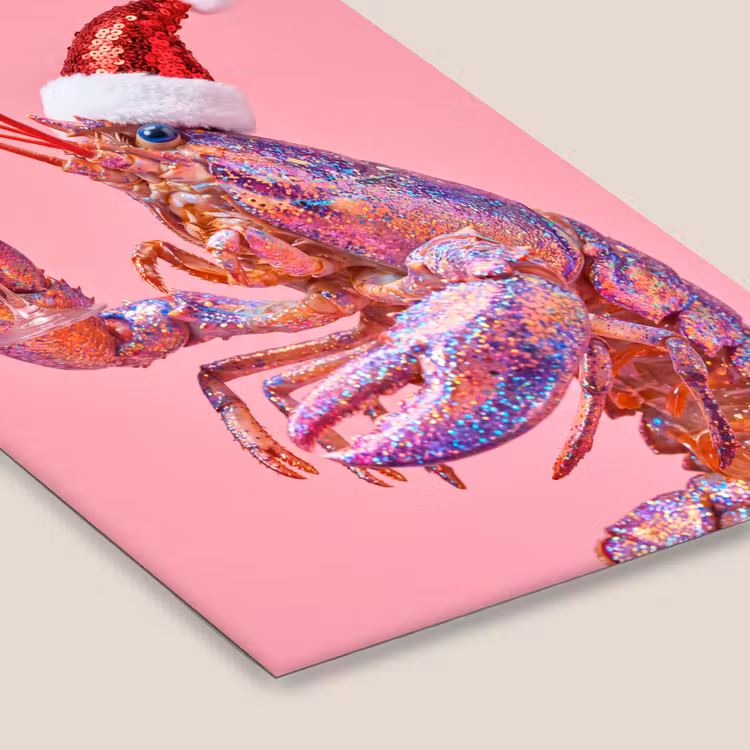 Poster met lijst - Kreeft - Kerst - Roze — 7