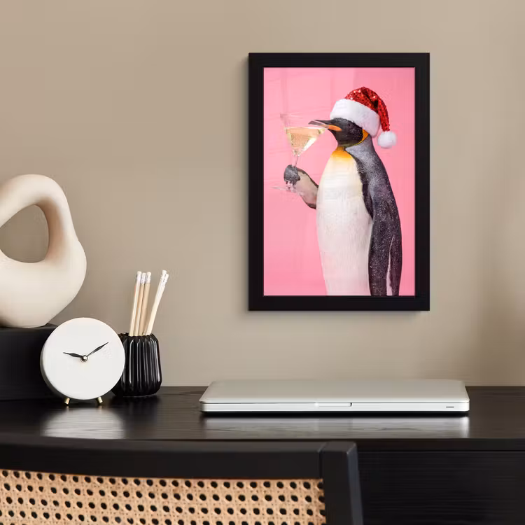Poster met lijst - Pinguïn - Kerst - Feest — 2