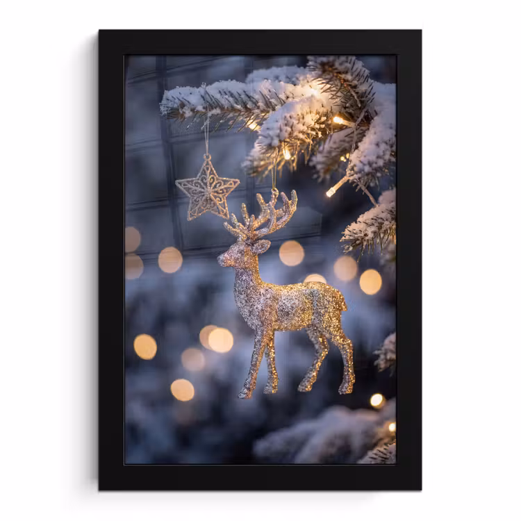 Poster met lijst - Rendier - Kerst - Sneeuw — 1