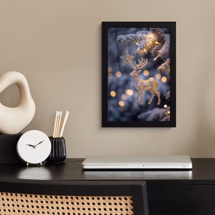 Poster met lijst - Rendier - Kerst - Sneeuw — 2