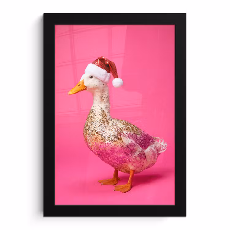 Poster met lijst - Vogel - Kerst - Roze