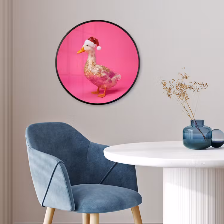 Ronde fotolijst - Vogel - Kerst - Roze — 4