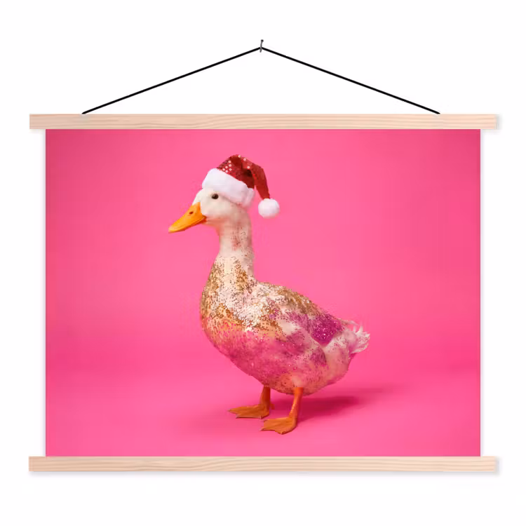 Schoolplaat - Vogel - Kerst - Roze