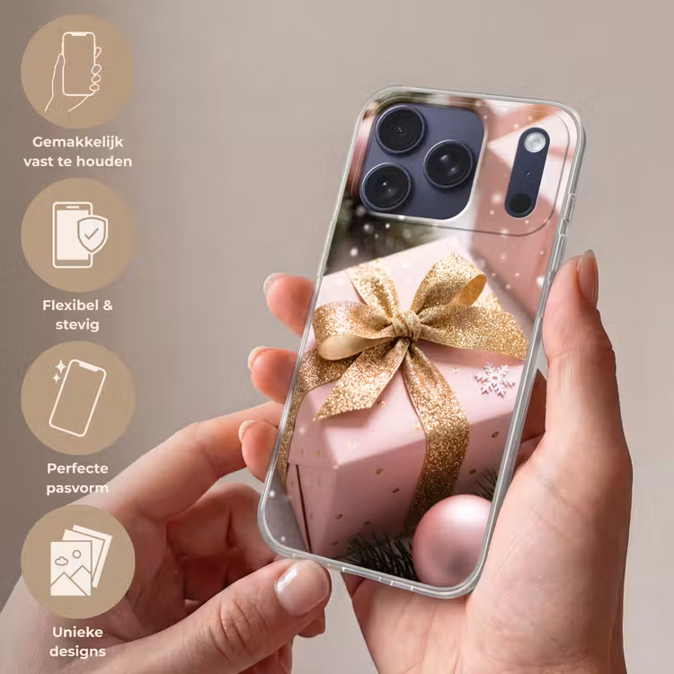 Telefoonhoesje Softcase - Cadeau - Kerst - Roze — 4