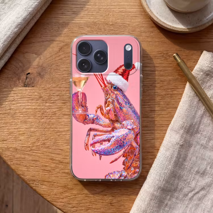Telefoonhoesje Softcase - Kreeft - Kerst - Roze — 2