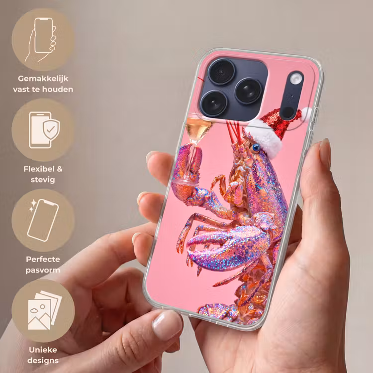 Telefoonhoesje Softcase - Kreeft - Kerst - Roze — 4