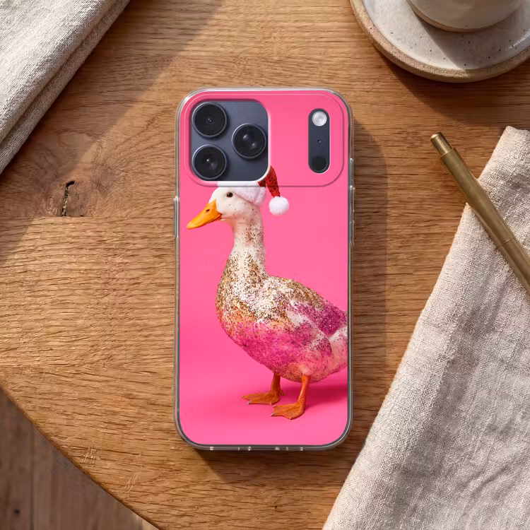 Telefoonhoesje Softcase - Vogel - Kerst - Roze — 2