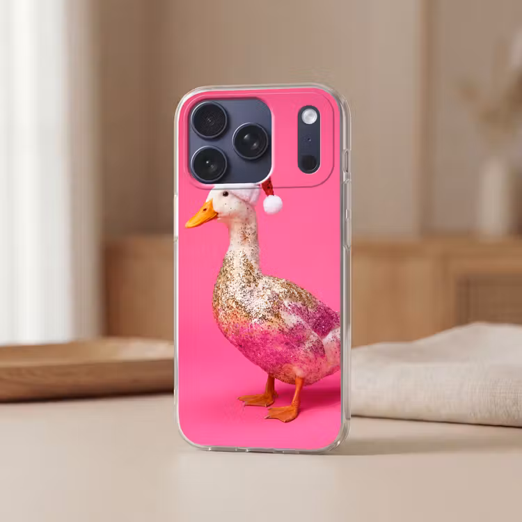 Telefoonhoesje Softcase - Vogel - Kerst - Roze — 3