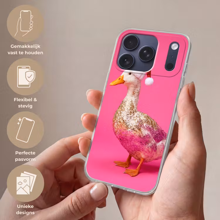 Telefoonhoesje Softcase - Vogel - Kerst - Roze — 4