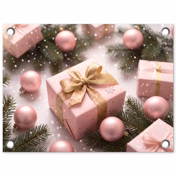 Tuinposter - Cadeau - Kerst - Roze — 1