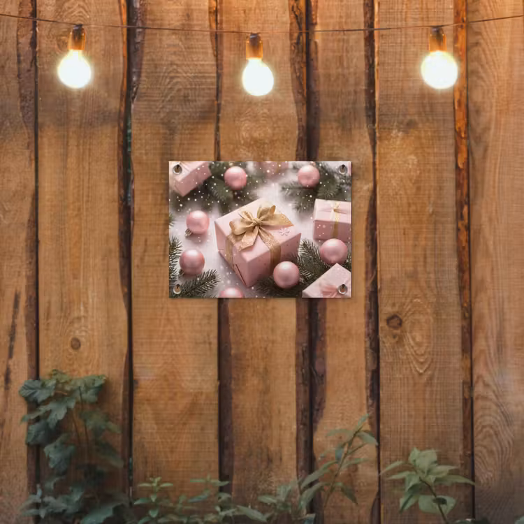Tuinposter - Cadeau - Kerst - Roze — 2