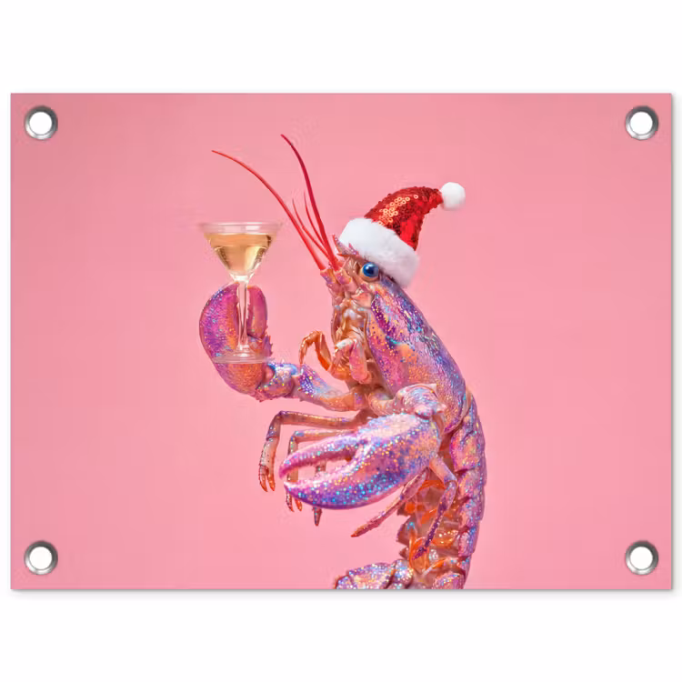 Tuinposter - Kreeft - Kerst - Roze — 1