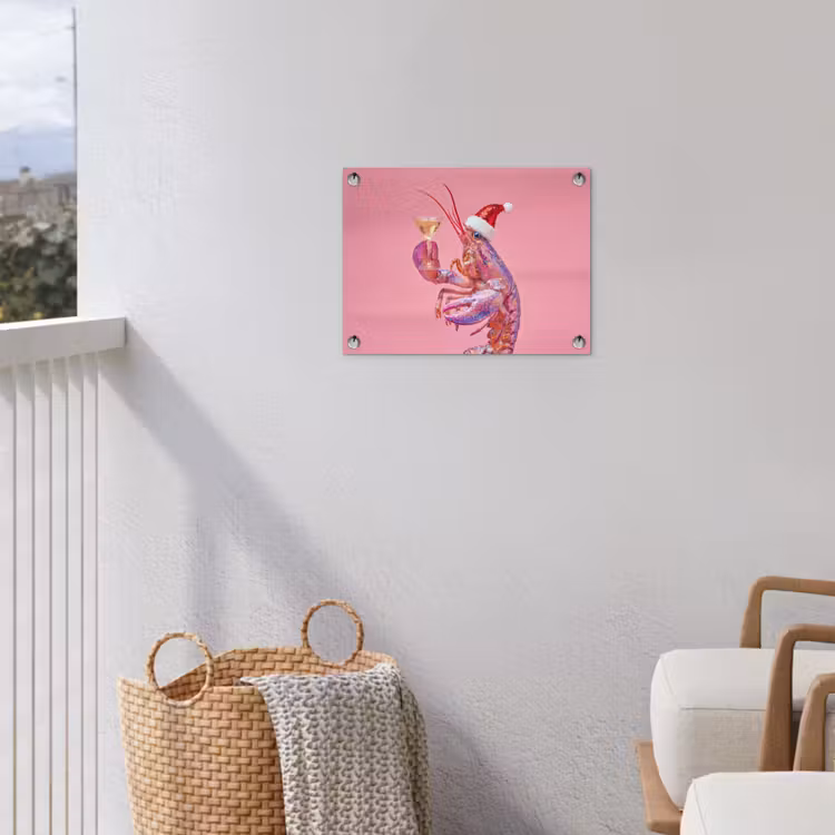 Tuinposter - Kreeft - Kerst - Roze — 3