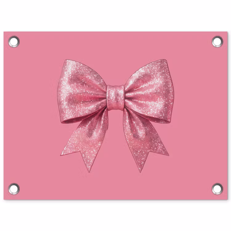 Tuinposter - Roze strik - Glitter — 1