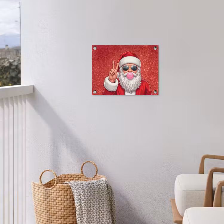 Tuinposter - Kerstman - Zonnebril - Kerst — 3