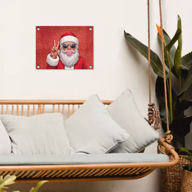 Tuinposter - Kerstman - Zonnebril - Kerst — 5