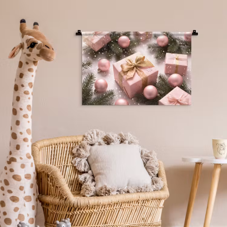 Wandkleed - Cadeau - Kerst - Roze — 5