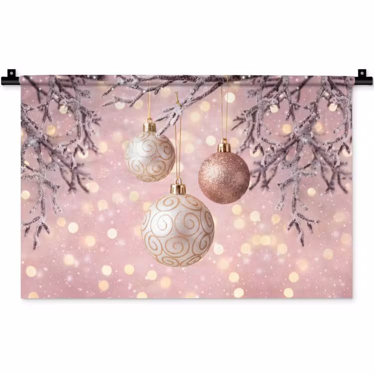 Wandkleed - Kerstbal - Roze - Winter — 1