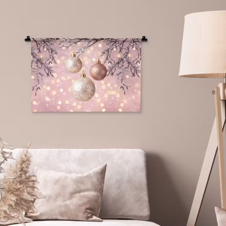 Wandkleed - Kerstbal - Roze - Winter — 2